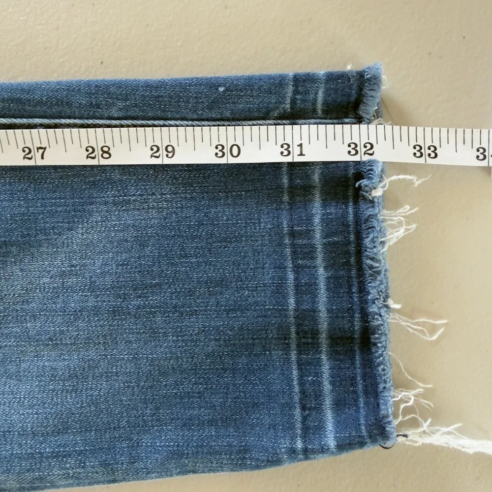 Madewell Alley Straight Jeans Womens 30 Blue Distressed Raw Hem Denim